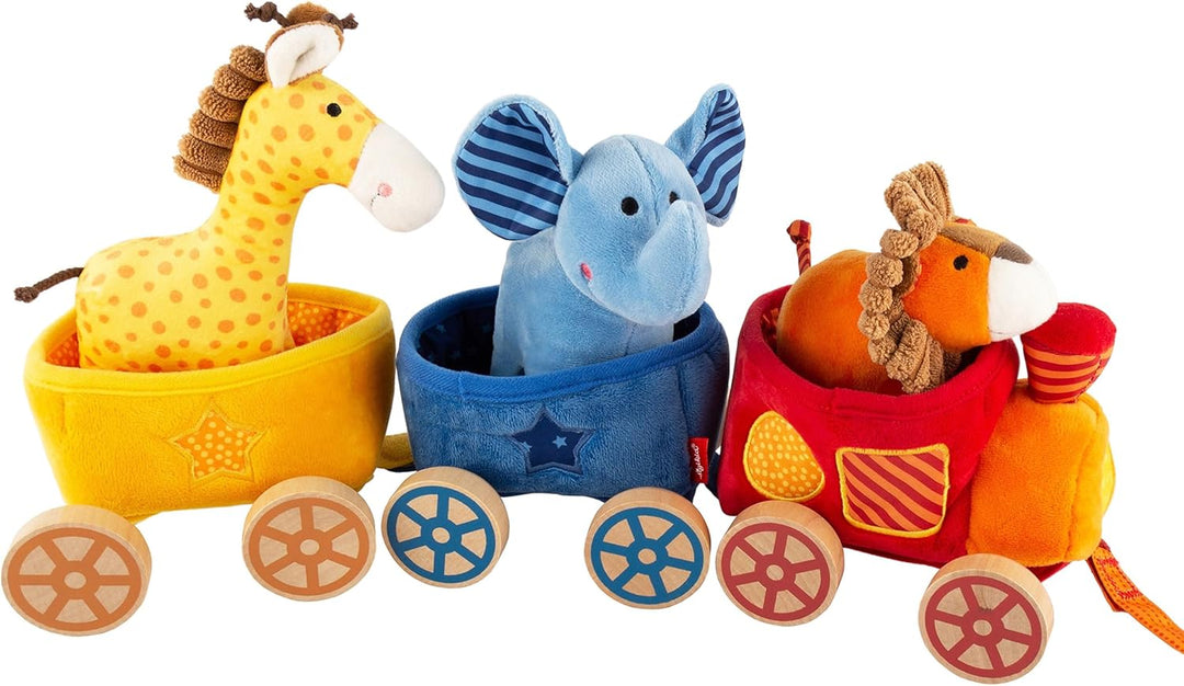 SIGIKID 41083 Safari-Zug Soft PlayQ Mädchen und Jungen Babyspielzeug empfohlen ab 3 Monaten mehrfarb
