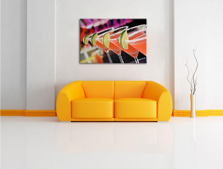 erfrischende Singapur Sling Cocktails Format: 100x70 auf Leinwand, XXL riesige Bilder fertig gerahmt