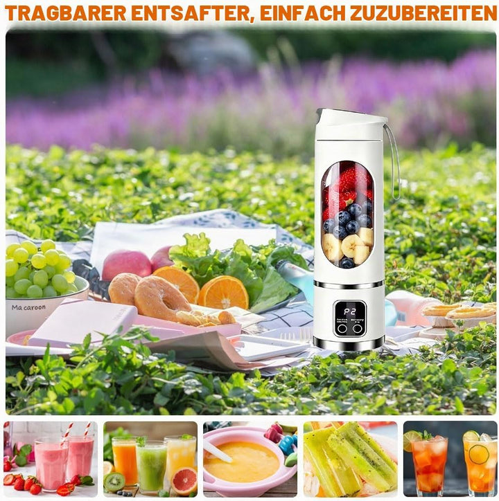 Tragbarer Mixer Smoothie Maker To Go, 450ML, LED Display | Portable Blender mit 12 Klingen für Shake