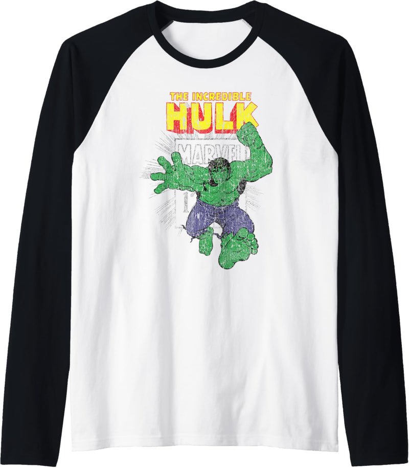 Marvel The Incredible Hulk Retro Comic Book Stamp Logo Raglan