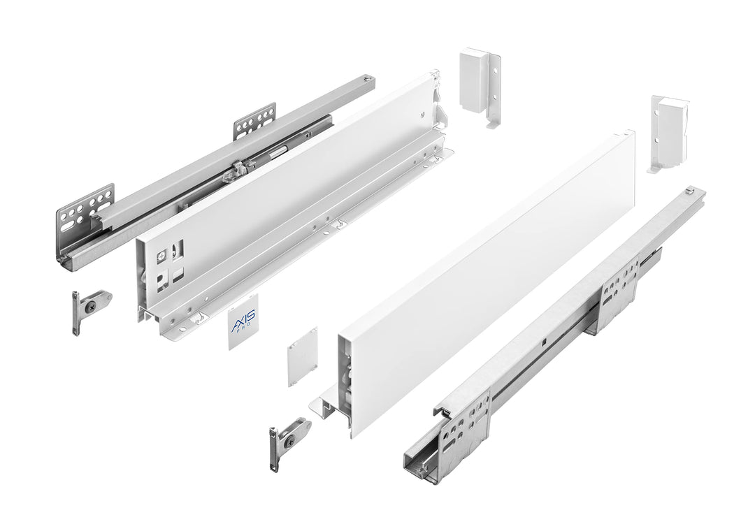 GTV Schubladenschienen AXIS PRO I Schubladenauszüge mit Vollauszug I Weiss I Belastbarkeit bis 40 kg