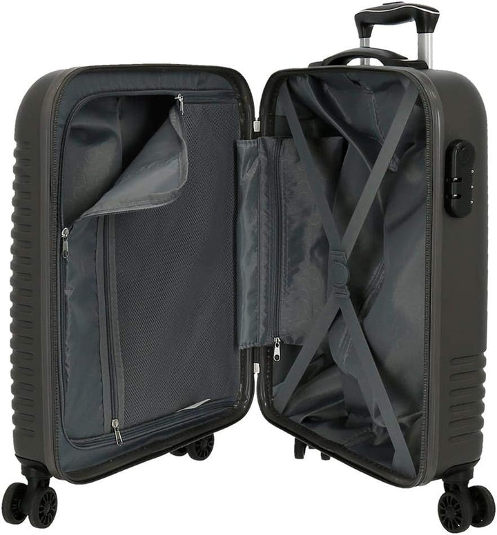 Roll Road India Kabinenkoffer Grau 40x55x20 cms Hartschalen ABS Kombinationsschloss 37L 2,5Kgs 4 Dop