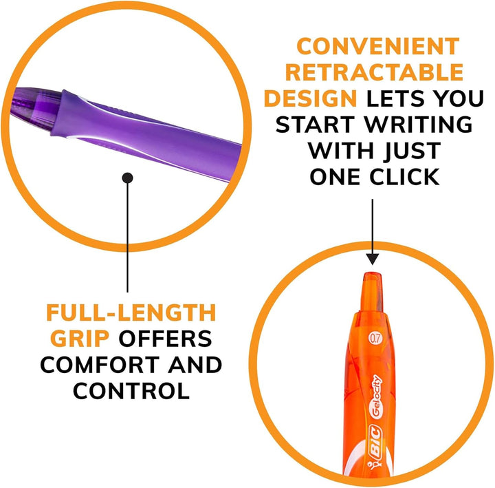 BIC RGLCGAP81AST Gel-ocity Quick Dry Retractable Gel Pen, 0.7mm, Assorted Ink/Barrel, 8/Pack 1 stück