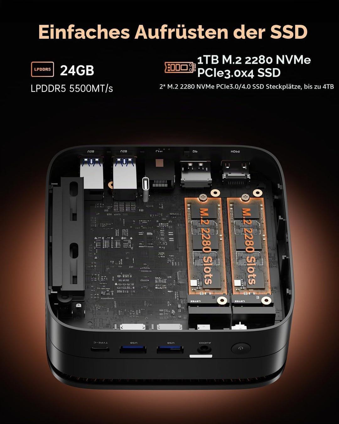 NiPoGi Hyper H1 Mini PC W-11 PRO ΑΜD Ryzen 7 6800H(Max 4.7GHz,8C/16T) 32GB LPDDR5 6400MHz/512GB M.2