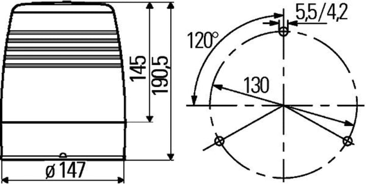 HELLA - Halogen-Rundumkennleuchte - KL JuniorPlus - 12V - gelb - Anbau/geschraubt - Stecker: Flachst
