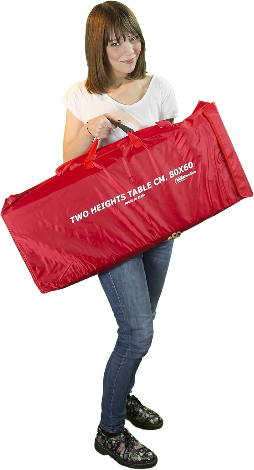 CASTELMERLINO 46 Klapptisch Camper Lärche 80 x 60 cm mit Tasche Nylon 60 x 80 Grau und Natur, 60 x 8