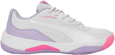 PUMA Damen Nova Smash WN's Tennis Shoe 41 EU Silver Mist Puma White Vivid Violet, 41 EU Silver Mist