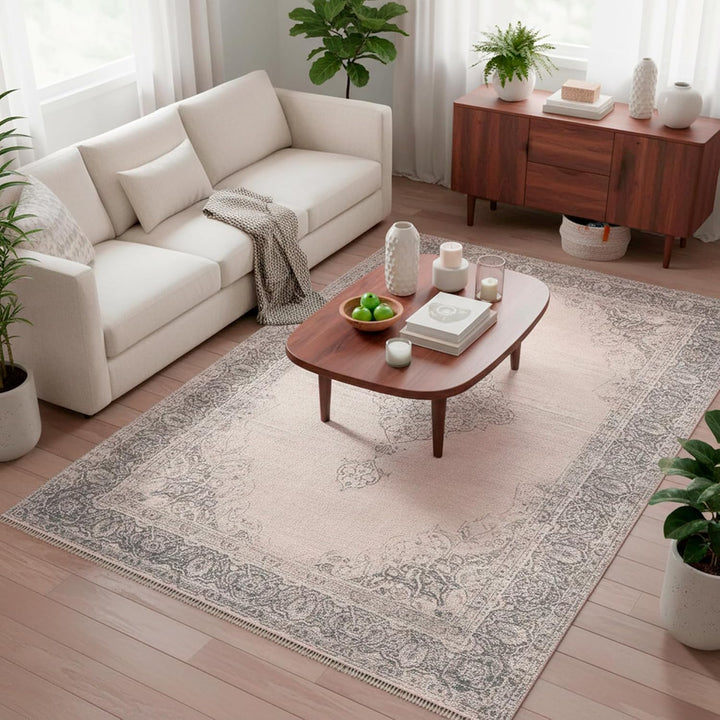 TESSO LIVING Kelim Vintage Teppich Laufer Creme 80 X 145 cm, Waschbar Boho Teppich Super Soft, Moder