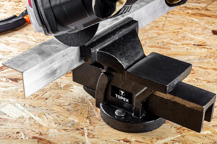 TOPEX Schlosser-Schraubstock, Schlosserschraubstock 125 mm, mit Amboss, Backen gehärtet, mit hoher S