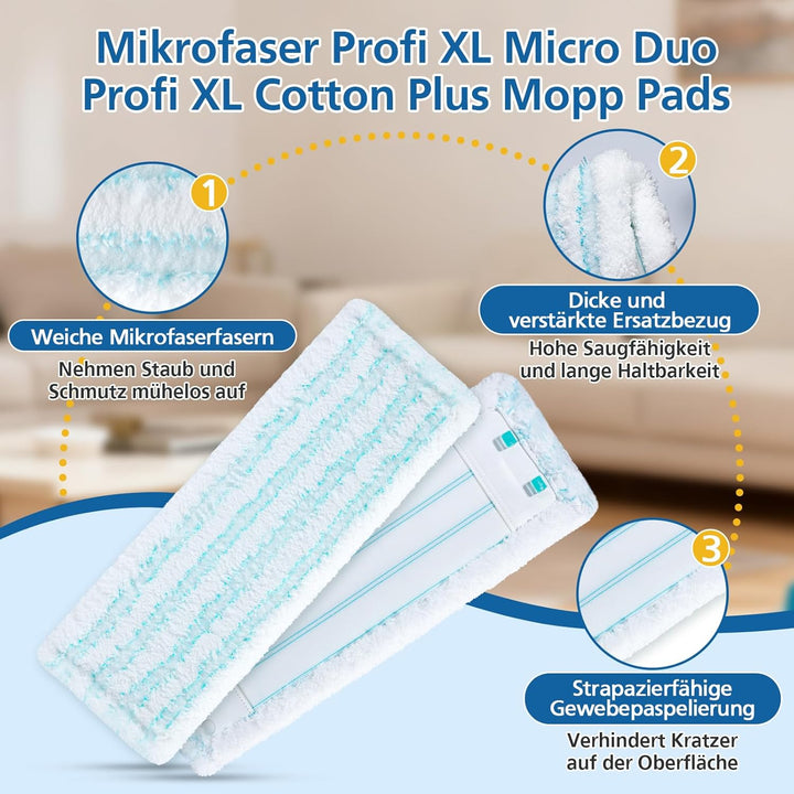 4pcs Ersatz-Wischbezüge für Leifheit Profi XL Micro Duo/Profi XL Cotton Plus , Ersatzbezug für Leifh