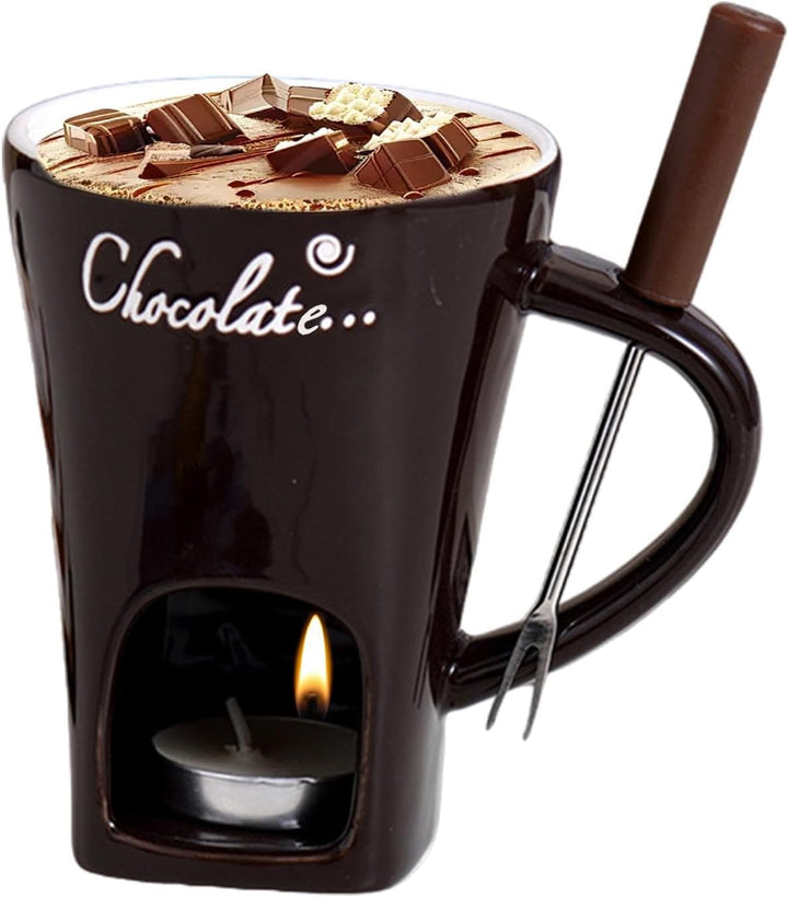 Schokoladenfondue Set | Teelicht Schokofondue Tasse Aus Keramik | Keramikschale Mit Teelichthalter |