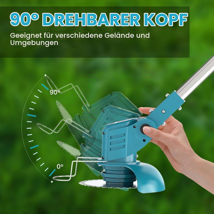 Rasentrimmer mit Akku Mit 2 Akku &amp; 4 Klingentypen, Blau Hellblau, Hellblau