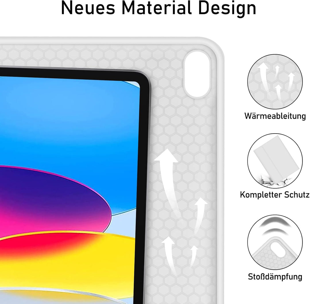Hofsos Hülle mit Tastatur für IPad 11/10 Generation (2025/2022, 11/10.9 Zoll) - QWERTZ Layout Keyboa
