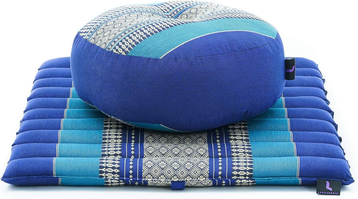 Leewadee Meditationsset Yogaset aus Meditationskissen Zafu und Kleiner rollbarer Sitzmatte Zabuton Ö