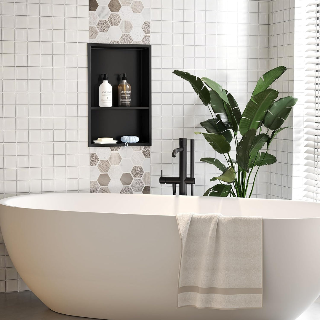 Neodrain Wandnische Dusche Edelstahl Duschnische Doppelnische Lagerung für Badezimmer 45 x 30, Schwa