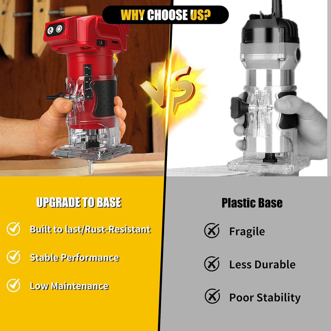 Akku Oberfräse kompatibel mit Milwaukee 18V-Akku (ohne Akku), 800 W bürstenloser Holztrimmer mit 100