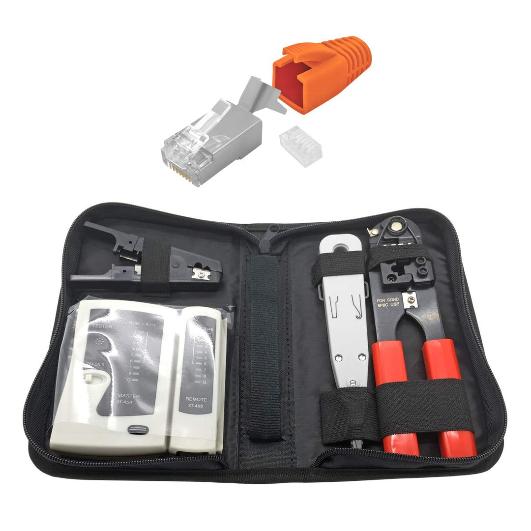 ARLI RJ45 Netzwerk Werkzeug Set 50x Netzwerkstecker Netzwerk Stecker Modular Zugentlastung Einführhi