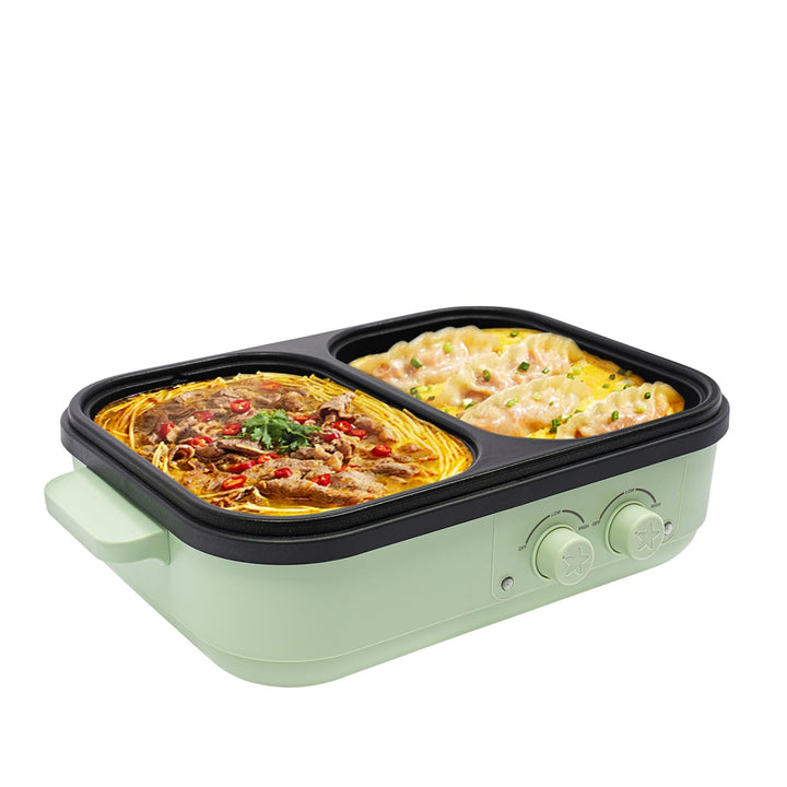 1300W Elektrischer Kochtopf, 2 in 1 Hot Pot Grill, Zweifache Temperaturregelung, Fassungsvermögen 1L