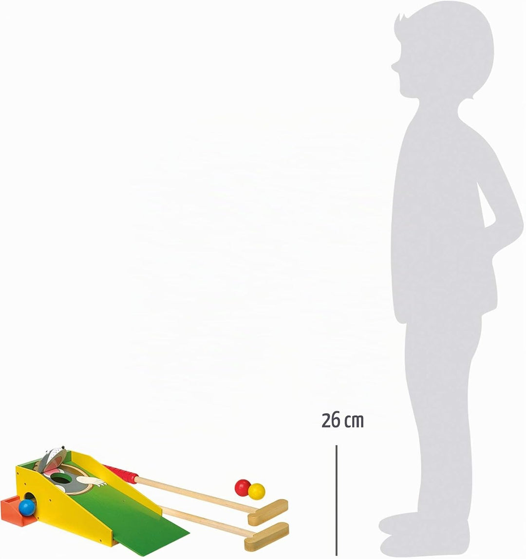 Legler small foot 8177 Minigolf „Maulwurf“ aus buntem Holz, mit zwei Schlägern und vier bunten Bälle