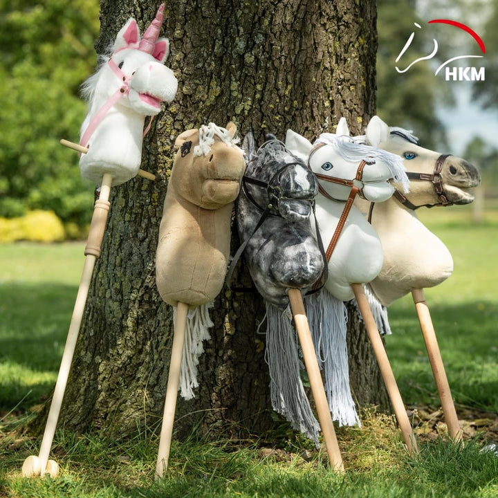 HKM Hobby Horse -Mini- Steckenpferd aus weichem Plüsch inkl. Zaumzeug - Weiss Weiss Einheitsgrösse,