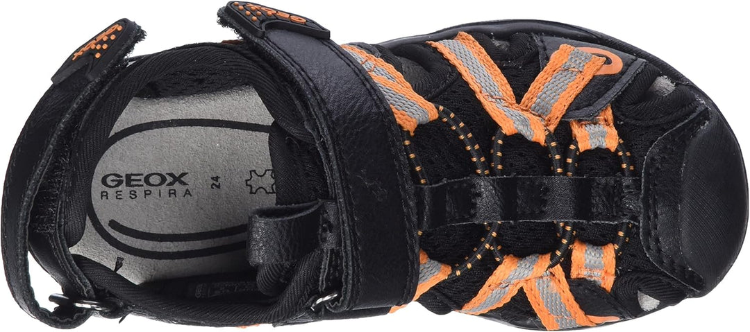 Geox Jungen J Borealis Boy Sandal, 28 EU Black Orange