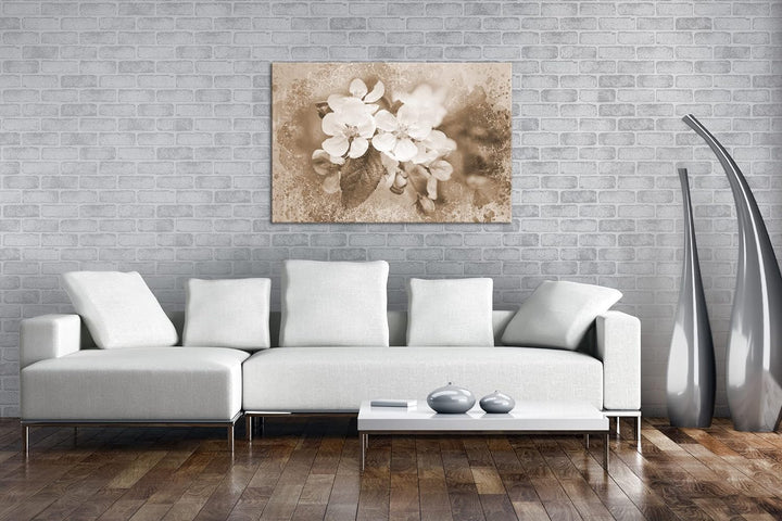 deyoli künstlericher Blumenstrauss Format: 80x60 Effekt: Sepia als Leinwandbild, Motiv fertig gerahm