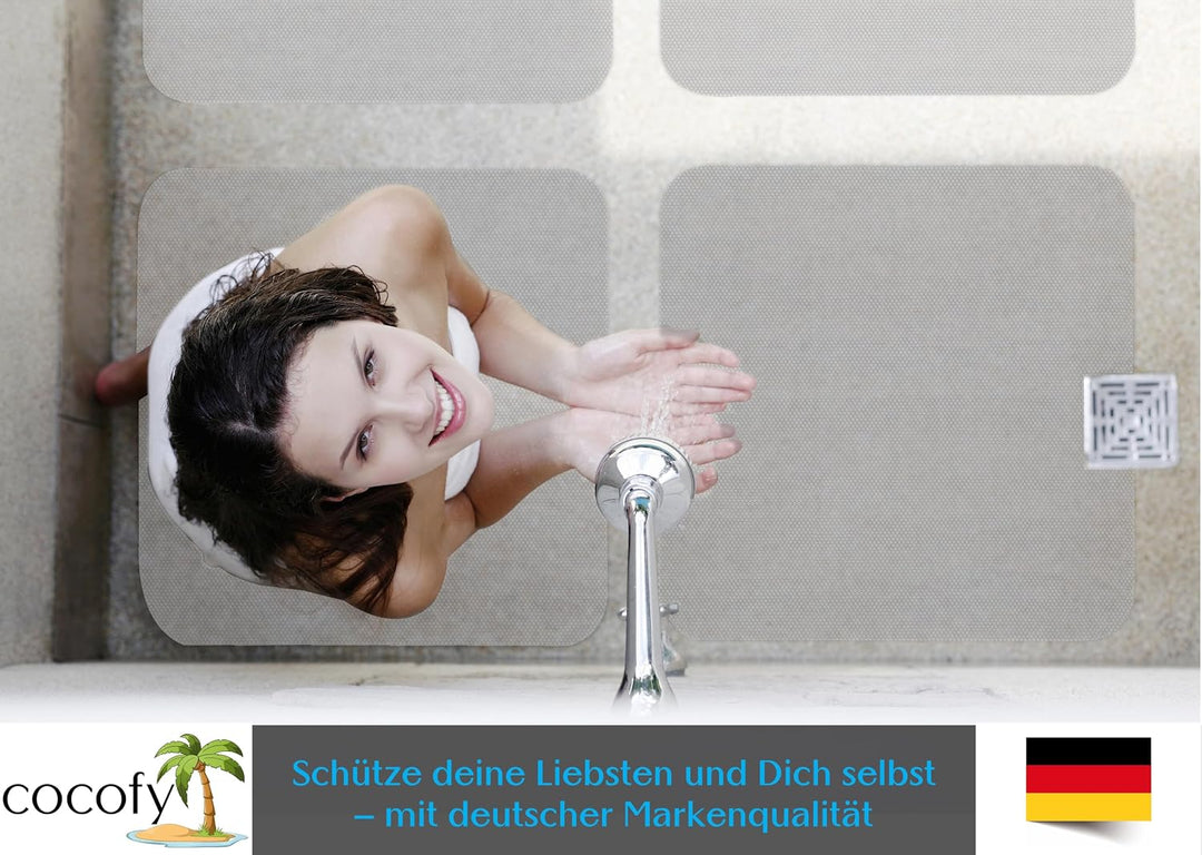 Duschmatte transparent 50x50 cm – hygienisch zum Kleben, Duschmatte rutschfest, Selbstklebende Anti