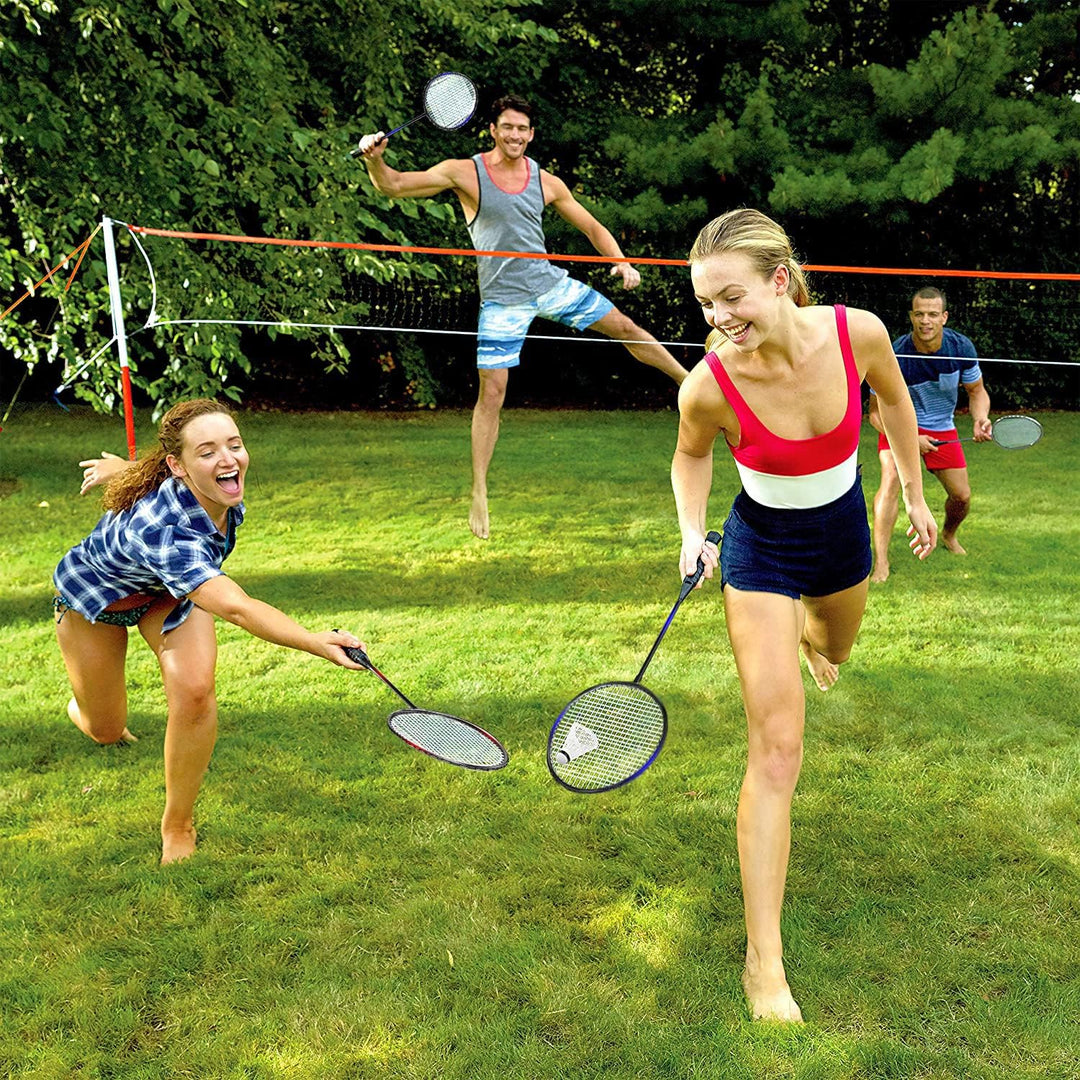 KH Federball Set Badminton Schläger Set 2-4 Spieler für Erwachsene Kinder, leicht und stabil, Schläg