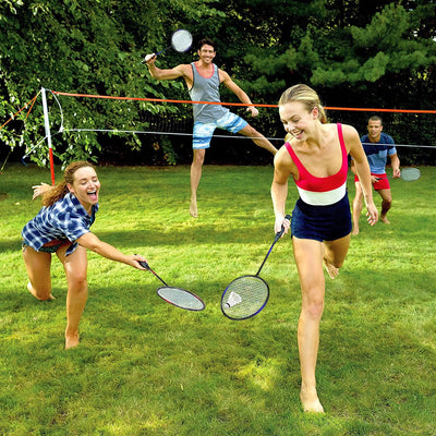 KH Federball Set Badminton Schläger Set 2-4 Spieler für Erwachsene Kinder, leicht und stabil, Schläg