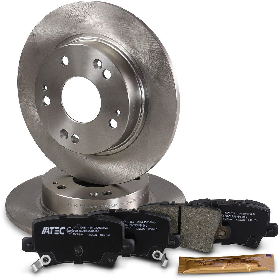 ATEC Germany Bremsenset Hinterachse inkl. Bremsscheiben Ø 260 mm Voll + Bremsbeläge Hinten, Passend