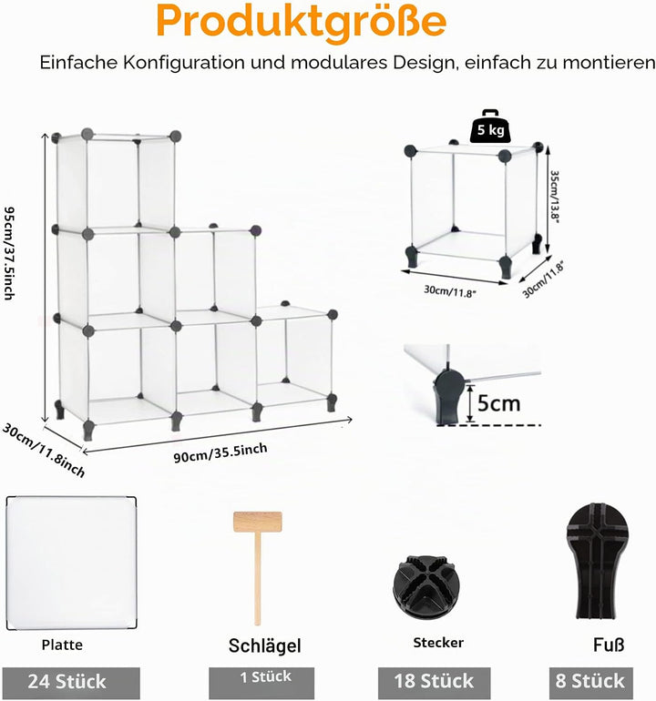 AWTATOS Cube Storage Organizer Closet Shelf Storage Organization Modular 6 Cube DIY Kunststoff quadr