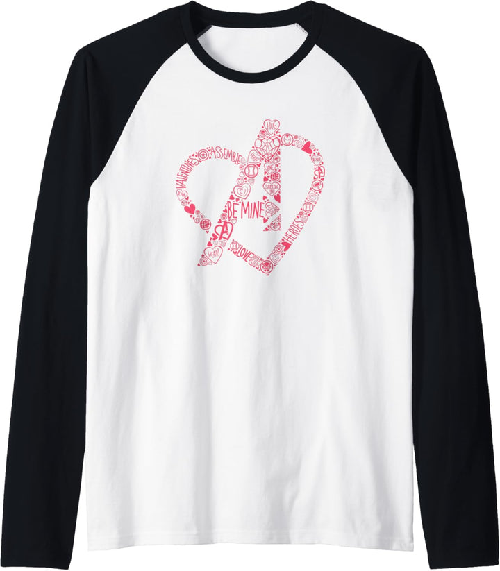 Marvel Avengers Heart Logo Valentine's Day Raglan