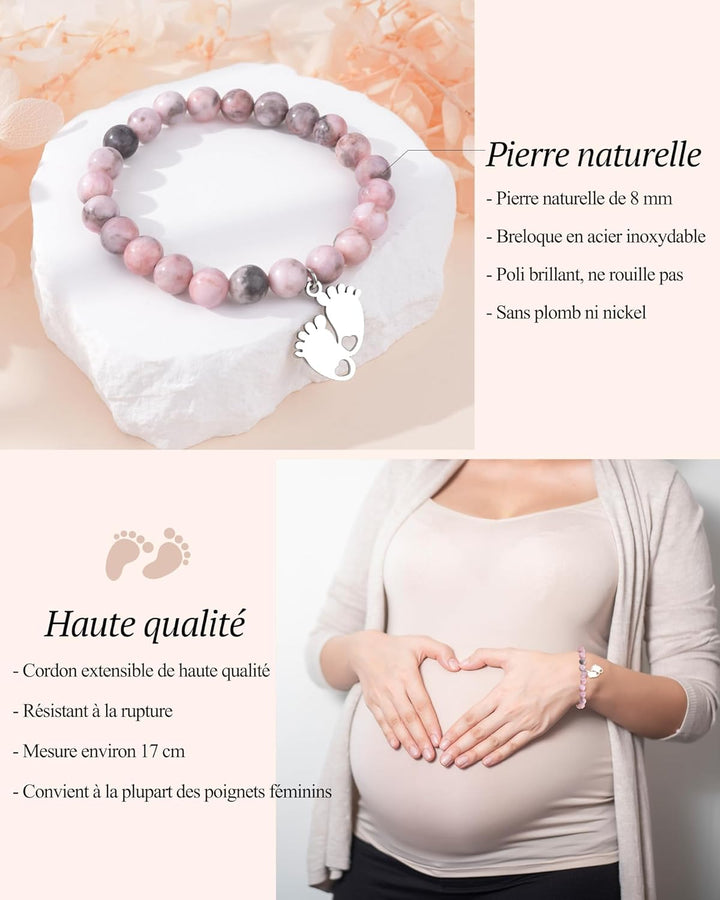 CheersLife Geschenke für Mama Werdende Mutter, Perlen Stein Armband, Mama Geschenk von Tochter Sohn,