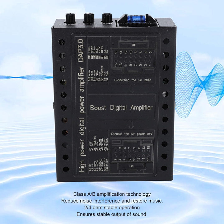 Keenso Auto-Digital-Soundprozessor-Verstärker, DC12V Auto-Verstärker 2/4 Ohm Stabile Klasse AB Auto-