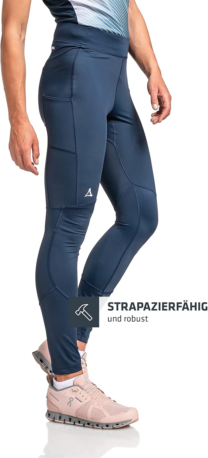 Schöffel Damen Tight Imada L, Wanderleggings mit integrierter Handytasche, Sportleggings mit elastis