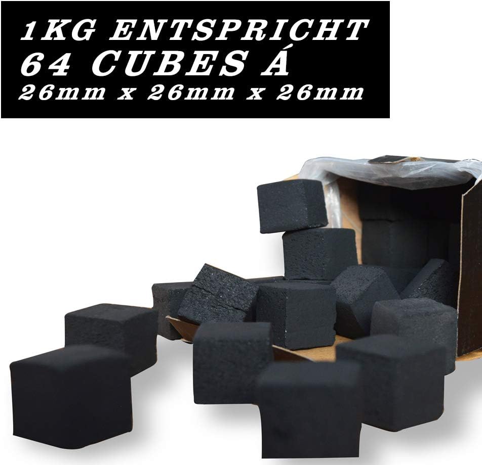 King Crocodile Kokosnuss Kohle mit langer Brenndauer I 26x26mm Nachhaltige Naturkohle I wenig Asche
