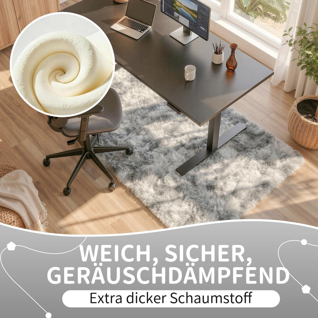 VOFUSHON Wohnzimmer Hochflor Teppich,Shaggy Flur Läufer Teppich Modern Flauschiger Weich Bunte Batik
