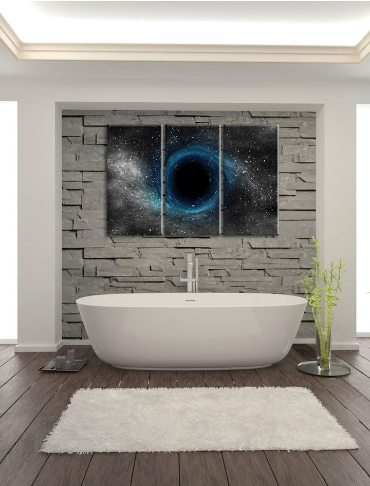 Pixxprint Schwarzes Loch im Weltall als Leinwandbild/Grösse: 3 Teilig (120x80 cm) cm/Wandbild/Kunstd