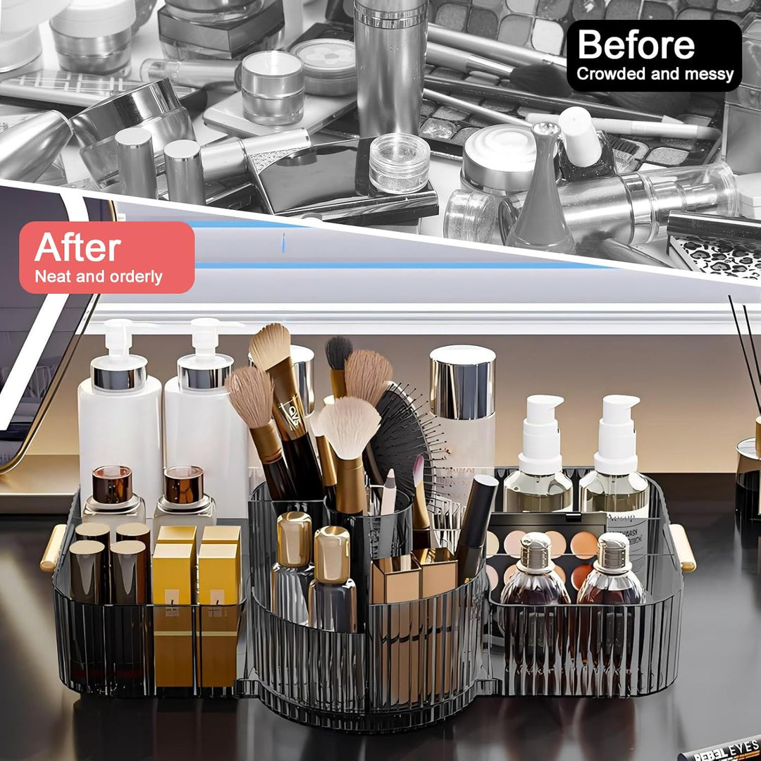 DASITON Make Up Organizer 360° Drehbar Pinsel Organizer, 2-in-1 Kosmetik Organizer mit Griff, Makeup