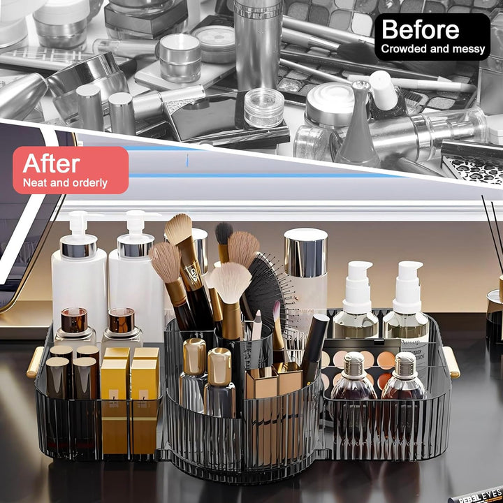 DASITON Make Up Organizer 360° Drehbar Pinsel Organizer, 2-in-1 Kosmetik Organizer mit Griff, Makeup