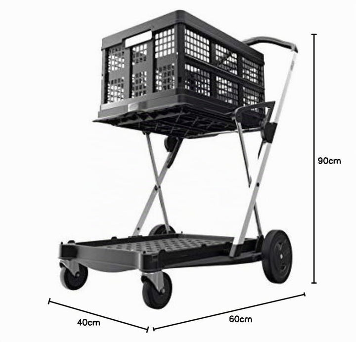 CLAX® Transportwagen | Faltwagen | Etagenwagen | mit gratis Faltbox | schwarz (Black Edition) | klap