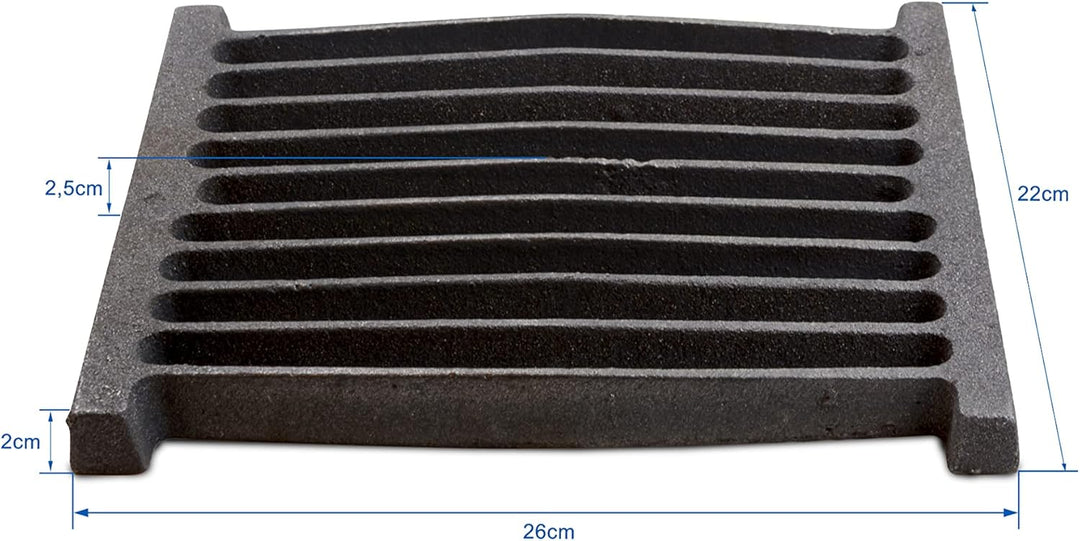 Grillrostprofi - Feuerrost Kohlerost Ascherost Kaminrost 26 x 22 cm, das Original aus massivem Gusse