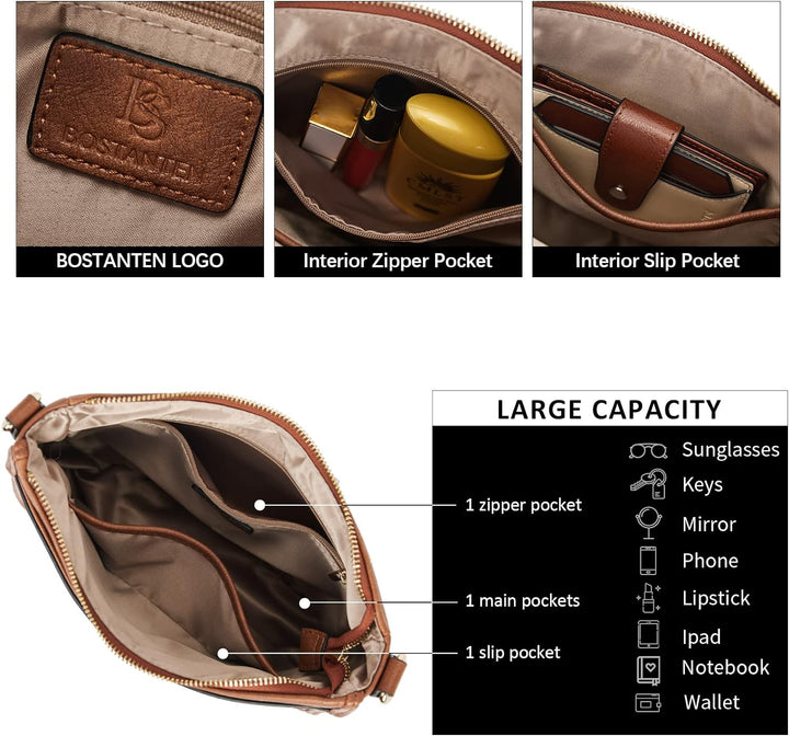 BOSTANTEN Damen Handtasche Kleine Umhängetasche aus PU Leder Schultertasche für Frauen Crossbody Bag
