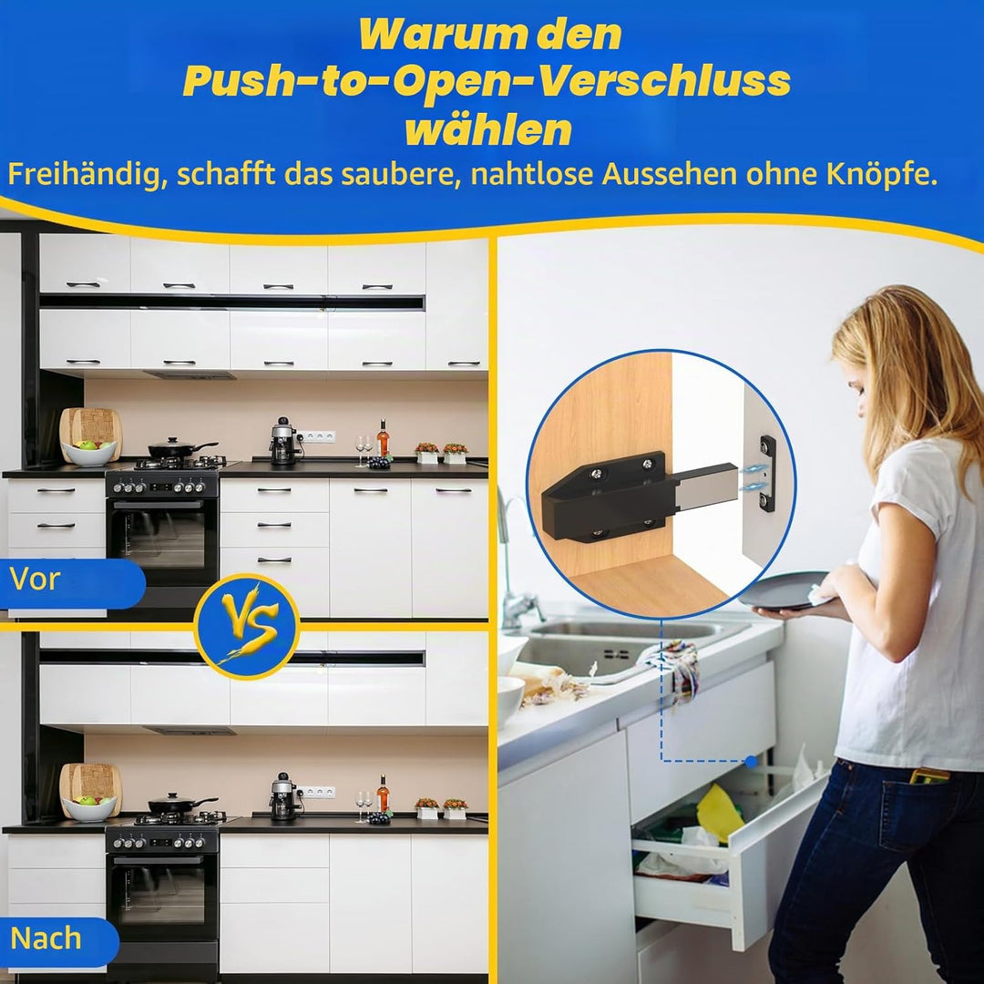 Drucktüröffner Push to Open Magnet Jiayi 4 Stück Heavy Duty Schrank Türöffner Tip On Beschlag Möbel