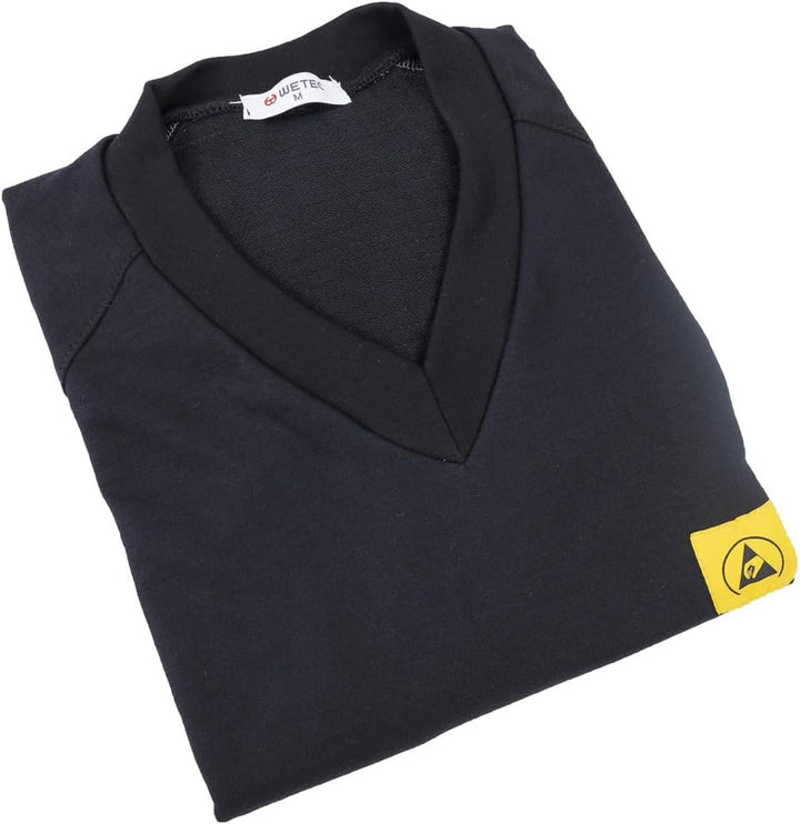 Wetec ESD-Sweatshirt, V-Ausschnitt, S, schwarz (Sweatshirt Pullover Pulli Langarm) typischer Ableitw