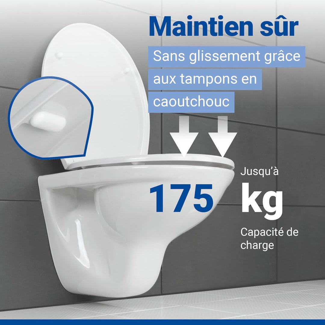 WENKO Toilettendeckel mit Absenkautomatik, oval, belastbar bis 175 kg, Klodeckel aus antibakterielle
