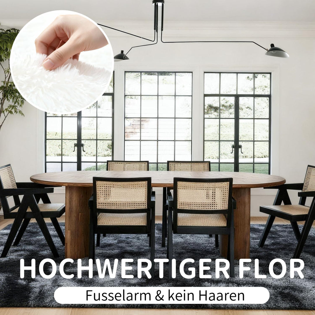 VOFUSHON Wohnzimmer Hochflor Teppich,Shaggy Flur Läufer Teppich Modern Flauschiger Weich Teppich Gro