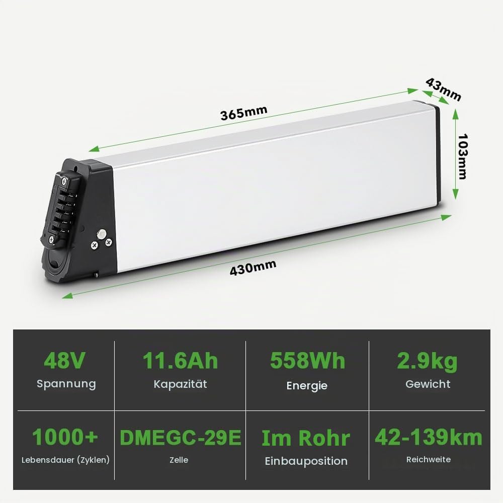 E-Bike Batterie 48V 11,6Ah Li-ion DCH006 Intube Infarme Akku für FIIDO M1 Pro BEZIOR XF200 Samebike