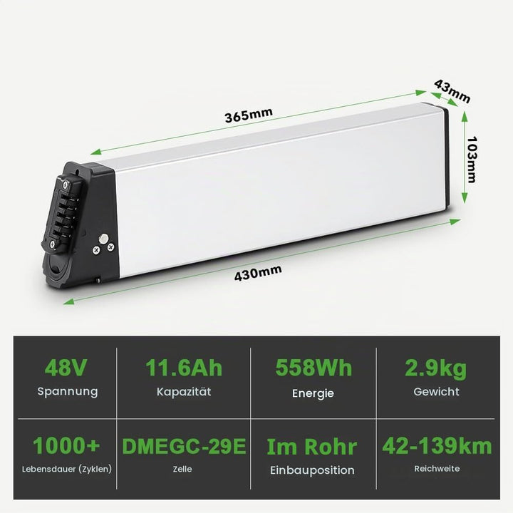 E-Bike Batterie 48V 11,6Ah Li-ion DCH006 Intube Infarme Akku für FIIDO M1 Pro BEZIOR XF200 Samebike