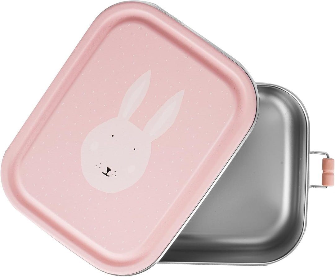 Trixie Brotdose Kinder, Edelstahl Lunchbox, Jausenbox mit Name | Frühstücksbox mit Fächern und Clip,